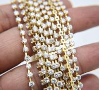 6ss/12ss  Clear Cubic zirconium diamond Rhinestone 0.5/1/2/5 Meters Brass Settings embroidery materials, craft findings, embellishments