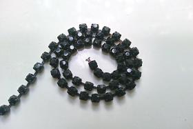 12 SS Rhinestone Chain Vintage Glass in Jet Silver Plated / Vintage Black 3mm 1/2/5/15 Meters