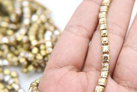 4mm Square Swarovski fancy Rhinestone Chain in CRYSTAL GOLDEN SHADOW 0.5/1 Meter Brass Settings Wedding Bridal Supplies|Decoration