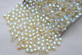 Swarovski (3/4mm) Jonquil AB 2X FC Bicones 36/72/144/432/720 Pieces rainbow beads, jewelry making, couture embellishments, embroidery