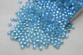 Swarovski (3/4mm) Aquamarine AB 2X FC Bicones Beads Rainbow 36/72/144/432/720 Pieces (202), embellishments couture, jewelry making