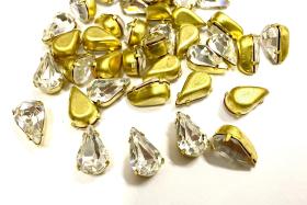 Vintage Swarovski Crystal Pear, Brass Prong Setting 10x6