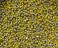 13/0 Charlotte Cut Beads Patina Opaque Yellow Silver 5/10/20/50/250/500 Grams glass beads, jewelry supply, findings, craft supply, premium