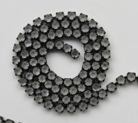 6 SS Rhinestone Chain Vintage Glass Crystal Frosted Antique Black Plated 2mm 1/2/5/15 Meters embroidery materials, craft vintage findings