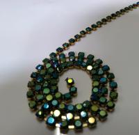 12SS Rhinestone Chain Vintage Glass Pressed Chatons Emerald AB 3mm 1/2/5/15 Meters embroidery materials, jewelry making, craft supplies