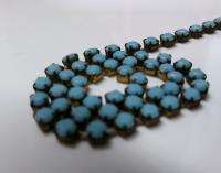 16SS Rhinestone Chain Vintage Glass Pressed Chatons Opaque Turquoise (4mm) 1/2/5/15 Meters