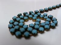 6 SS Rhinestone Chain Vintage Glass Pressed Chatons Opaque Turquoise (2mm) 1/2/5/15 Meters embroidery materials, craft vintage findings