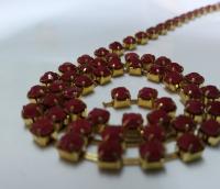 12 SS Rhinestone Chain Vintage Glass Pressed Chatons Burnt Rust Opaque 3mm 1/2/5/15 Meters vintage findings, strass chains, craft supplies