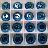 16 mm Vintage Swarovski Metallic Blue / Light Topaz Button 2 hole 3/6 pieces Article 3014