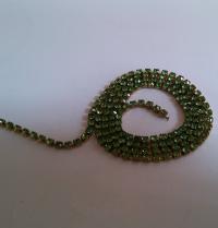 6 SS Rhinestone Chain Vintage Machine cut Peridot 2mm 1/2/5/15 Meters