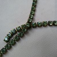 28SS Swarovski Rhinestone Close Chain Chrysolite Brass Settings 6mm (0.5 Metre) decoration wedding, jewelry making, strass chains, vintage