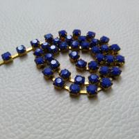 16 SS Rhinestone Chain Vintage Glass Pressed Chatons Royal Blue Opaque (4mm) 1/2/5/15 Meters embroidery materials, craft vintage findings