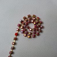 16 SS Rhinestone Chain Vintage Coral Red AB 4mm 1/2/5/15 Meters vintage strass chains, craft supplies, premium findings, doll making