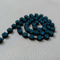 16 SS Rhinestone Chain Vintage Glass Capri Blue Frosted Antique Black Plated/Brass Settings 4mm 1/2/5/15 Meters