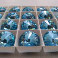 18mm Swarovski 1122 Rivoli AQUAMARINE Foiled 2/6 pieces (202) jewelry making stones