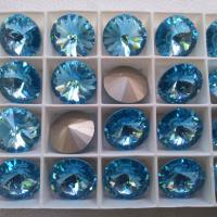 18mm Swarovski 1122 Rivoli AQUAMARINE Foiled 2/6 pieces (202) jewelry making stones