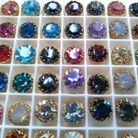 Swarovski 39ss Vintage Clips Sewon 27 Crystal Colors 4 Hole Sliders 6/12/24/100 Pieces BRASS SETTINGS embroidery materials craft vintage