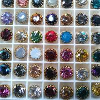 Swarovski 39ss Vintage Clips Sewon 27 Crystal Colors 4 Hole Sliders 6/12/24/100 Pieces BRASS SETTINGS embroidery materials craft vintage