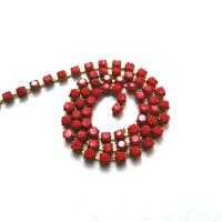 10SS Rhinestone Chain Vintage Glass Pressed Chatons Coral Red Opaque (2.8 mm) 1/2/5/15 Meters embroidery materials, craft vintage findings