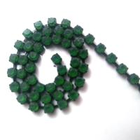 12 SS Rhinestone Chain Vintage Glass Frosted Emerald Plated 3mm 1/2/5/15 Meters vintage findings, jewelry making, craft supplies, embroidery