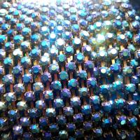 16 SS Rhinestone Chain Vintage Opaque Royal Blue AB 4mm 1/2/5/15 Meters jewelry making, embroidery materials, vintage rare findings
