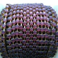 12 SS Rhinestone Chain Vintage Glass Amethyst Frosted in Brass Settings 3mm 1/2/5/15 Meters vintage findings, strass chains, craft supplies