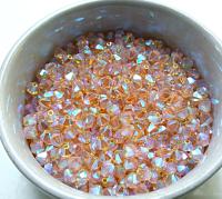 5mm Light Peach 2X Aurore Boreale Swarovski Bicone 12/36/72/144/432/720 Pieces (362) rainbow beads, jewelry making, couture embellishments