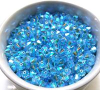 5mm Aquamarine 2X Aurore Boreale Swarovski Bicone 12/36/72/144/432/720 Pieces (202) rainbow beads, jewelry making, couture embellishments