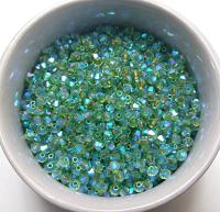 Swarovski (3/4mm) Peridot AB 2X FC Bicones Rainbow Beads 36/72/144/432/720 Pieces bridal embroidery, haute couture, jewelry making