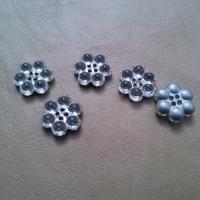 17 mm Vintage Swarovski Rare Foiled Flower Button 4 hole 2/6 pieces