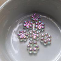 12/17 mm Vintage Swarovski Rare Aurore Boreale Flower Button 2 hole 6/12 Pieces