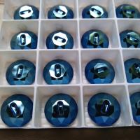 12 mm Vintage Swarovski Metallic Blue Button 2 holes 2/6/12/36 pieces Article 3014 Vintage Crystal Foiled