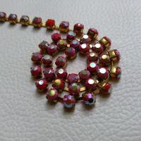 16 SS Rhinestone Chain Vintage Coral Red AB 4mm 1/2/5/15 Meters vintage strass chains, craft supplies, premium findings, doll making