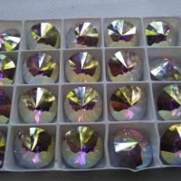 18mm Swarovski 1122 Rivoli Rose Aurore Boreale Foiled 2/6 Pieces PREMIUM MATERIALS