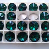 18mm Swarovski 1122 Rivoli EMERALD Foiled (205) jewelry making stones