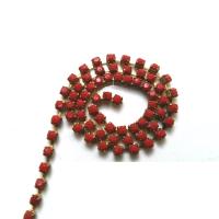 8 SS Rhinestone Chain Vintage Glass Pressed Chatons Opaque Light Red (2.5 mm) 1/2/5/15 Meters embroidery materials, craft vintage findings
