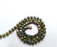 6 SS Rhinestone Chain Vintage Glass Peridot Aurore Boreale 2mm 1/2/5/15 Meters