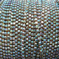 6 SS Rhinestone Chain Vintage Glass Peridot Aurore Boreale 2mm 1/2/5/15 Meters