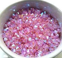 5mm Light Rose 2X Aurore Boreale Swarovski Bicone rainbow beads 12/36/72/144/432/720 Pieces (223) pink embellishments, embroidery materials