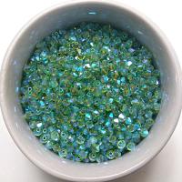 Swarovski (3/4mm) Peridot AB 2X FC Bicones Rainbow Beads 36/72/144/432/720 Pieces bridal embroidery, haute couture, jewelry making