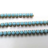 16SS Close Vintage Rhinestone Chain Turquoise 4mm 1/2/5/15 Meters vintage findings, strass chains, craft supplies, rare craft supplies, deco