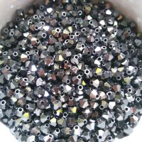 4mm Jet Hematite Swarovski Bicone BEADS 50 Gross rare findings, jewelry making, embroidery materials