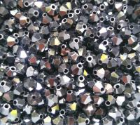 4mm Jet Hematite Swarovski Bicone BEADS 50 Gross rare findings, jewelry making, embroidery materials