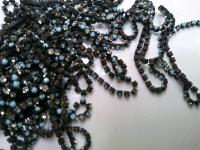 6SS Rhinestone Chain Turquoise Crystal (2mm) 1/2/5/15 Meters Brass/Vintage Black settings embroidery materials, jewelry making, strass chain