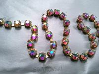 16ss Swarovski 2088 Chain in Flat Back Crystal Aurore Boreale (4mm) 0.5/1/2/5/15 Meters Brass/Vintage Black Settings Brooch Bouquet Supply