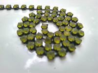 12 SS Rhinestone Chain Vintage Glass Frosted Peridot Black Plated/Brass Settings 3mm 1/2/5/15 Meters vintage findings, strass chains, craft