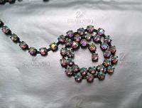 16ss Swarovski 2088 Chain in Flat Back Crystal Aurore Boreale (4mm) 0.5/1/2/5/15 Meters Brass/Vintage Black Settings Brooch Bouquet Supply