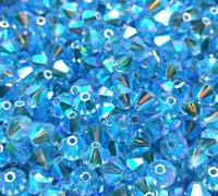 5mm Aquamarine 2X Aurore Boreale Swarovski Bicone 12/36/72/144/432/720 Pieces (202) rainbow beads, jewelry making, couture embellishments