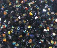 Swarovski (4mm) Jet AB Bicones beads 36/72/144/432/720 Pieces, black rainbow, embroidery materials, couture making, bijoux rare findings