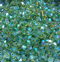 Swarovski (3/4mm) Peridot AB 2X FC Bicones Rainbow Beads 36/72/144/432/720 Pieces bridal embroidery, haute couture, jewelry making